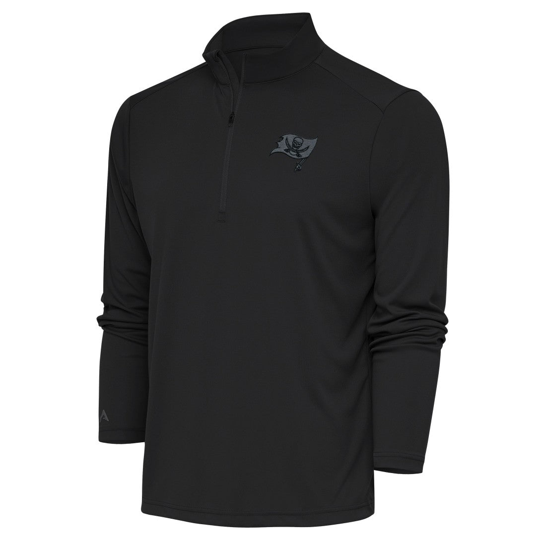 Tampa Bay Buccaneers Antigua Tonal Logo Tribute Quarter-Zip Pullover Top - Charcoal - NFL