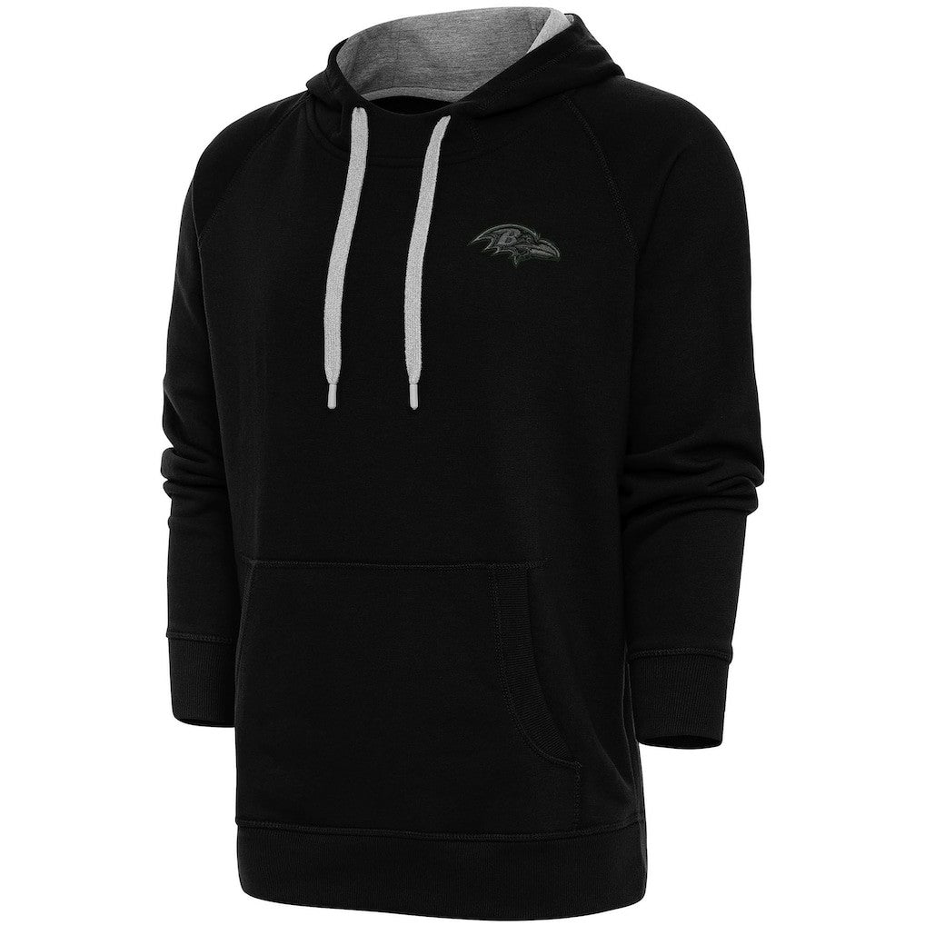 Baltimore Ravens Antigua Tonal Logo Victory Pullover Hoodie - Black - NFL