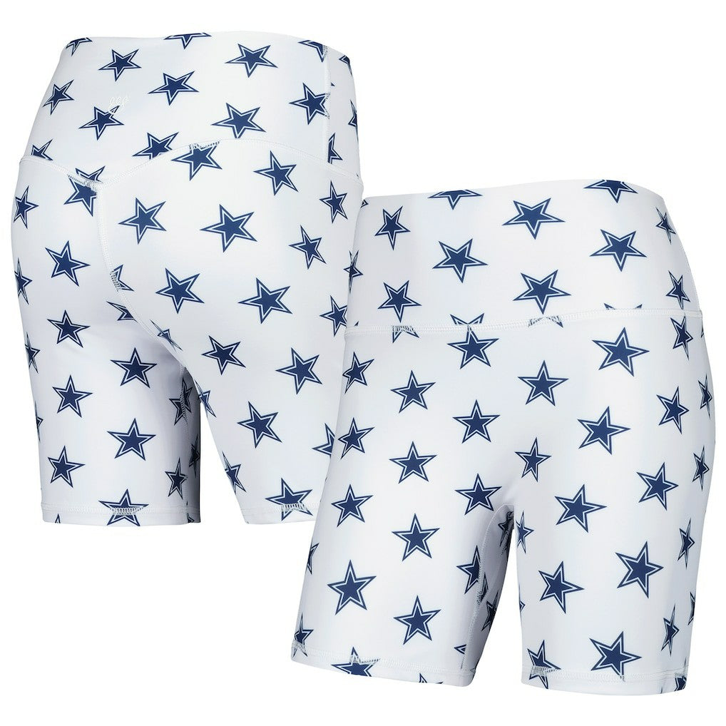 Dallas Cowboys Women's Allover Print Biker Shorts - White - NFL