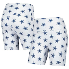 Dallas Cowboys Women's Allover Print Biker Shorts - White - NFL