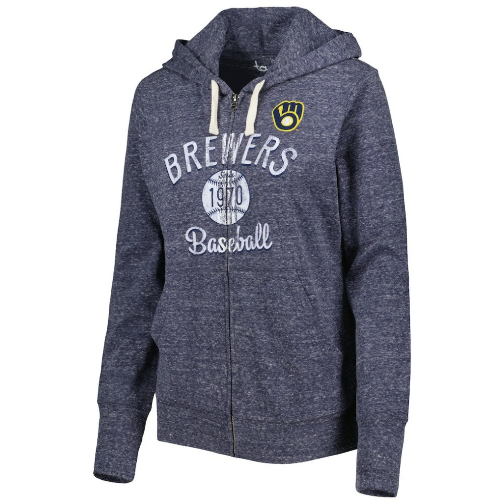 Milwaukee Brewers Touch Women's Training Camp Tri-Blend Lightweight Full-Zip Hoodie Near Me