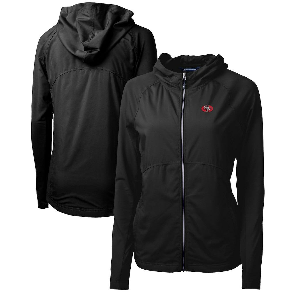 San Francisco 49ers Cutter & Buck Women's Throwback Logo Adapt Eco Knit Hybrid Recycled Full-Zip Hoodie - Black - NFL