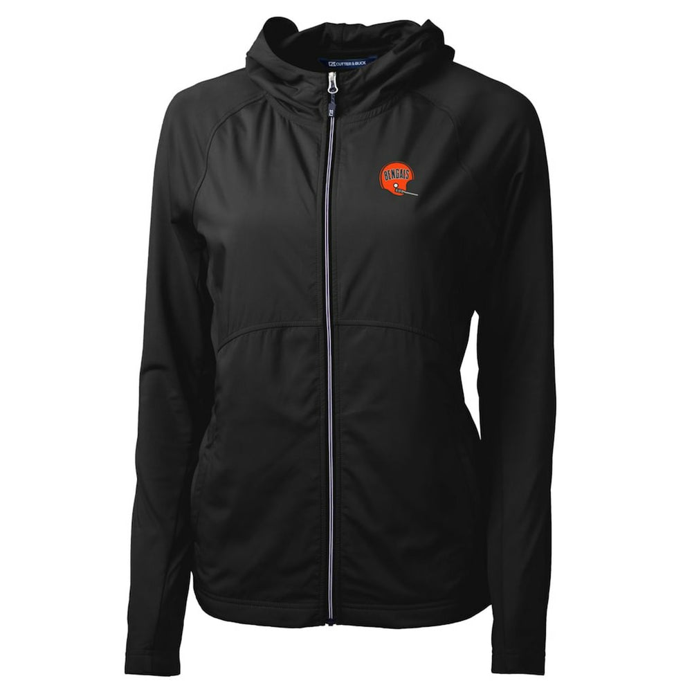 Cincinnati Bengals Cutter & Buck Women's Throwback Logo Adapt Eco Knit Hybrid Recycled Full-Zip Hoodie - Black - NFL