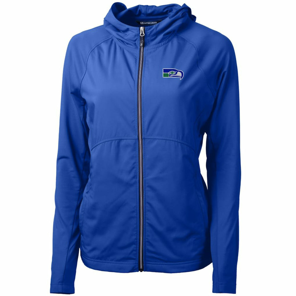 Seattle Seahawks Cutter & Buck Women's Throwback Logo Adapt Eco Knit Hybrid Recycled Full-Zip Hoodie - Royal - NFL