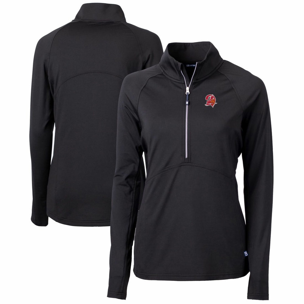 Tampa Bay Buccaneers Cutter & Buck Women's Throwback Logo Adapt Eco Knit Stretch Recycled Half-Zip Pullover Top - Black - NFL