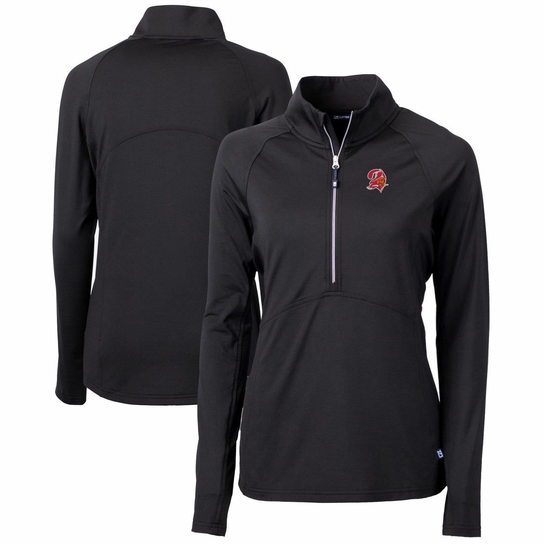 Tampa Bay Buccaneers Cutter & Buck Women's Throwback Logo Adapt Eco Knit Stretch Recycled Half-Zip Pullover Top - Black - NFL