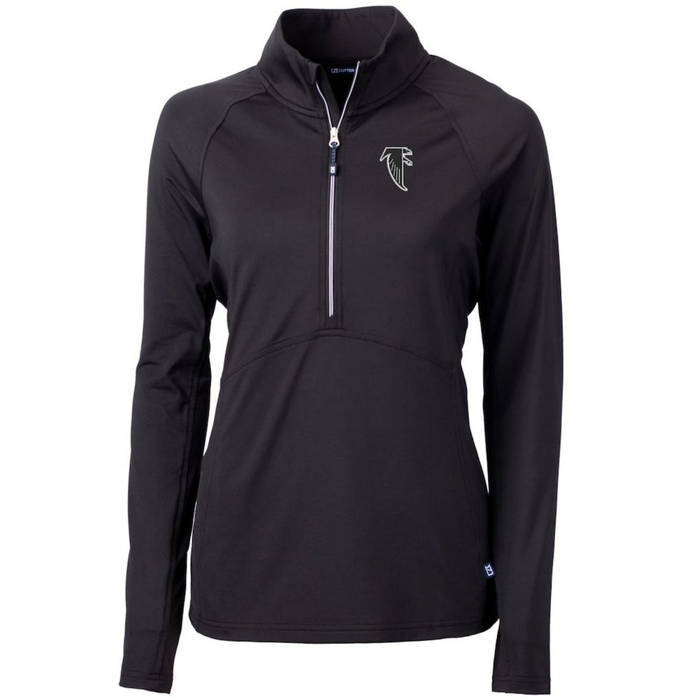 Atlanta Falcons Cutter & Buck Women's Throwback Logo Adapt Eco Knit Stretch Recycled Half-Zip Pullover Top - Black - NFL