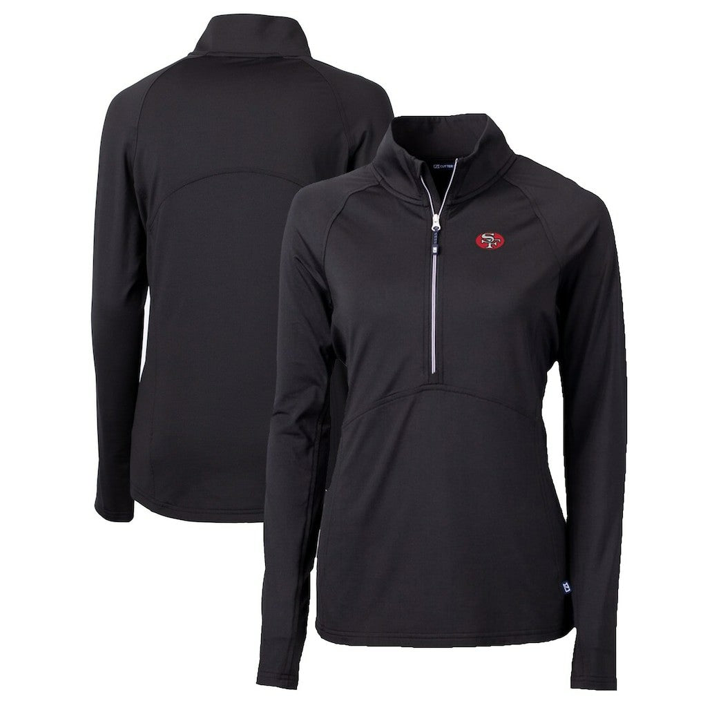 San Francisco 49ers Cutter & Buck Women's Throwback Logo Adapt Eco Knit Stretch Recycled Half-Zip Pullover Top - Black - NFL