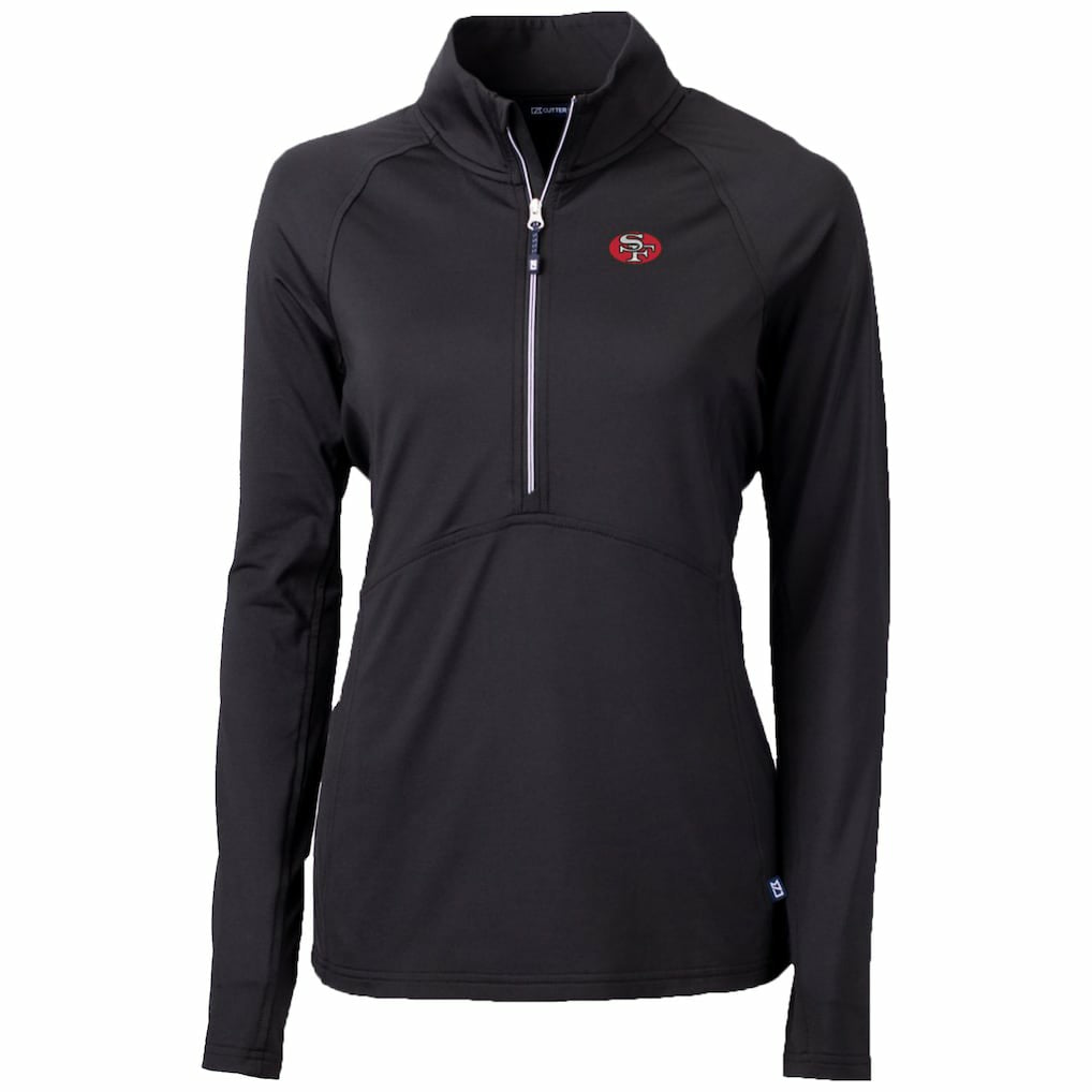 San Francisco 49ers Cutter & Buck Women's Throwback Logo Adapt Eco Knit Stretch Recycled Half-Zip Pullover Top - Black - NFL