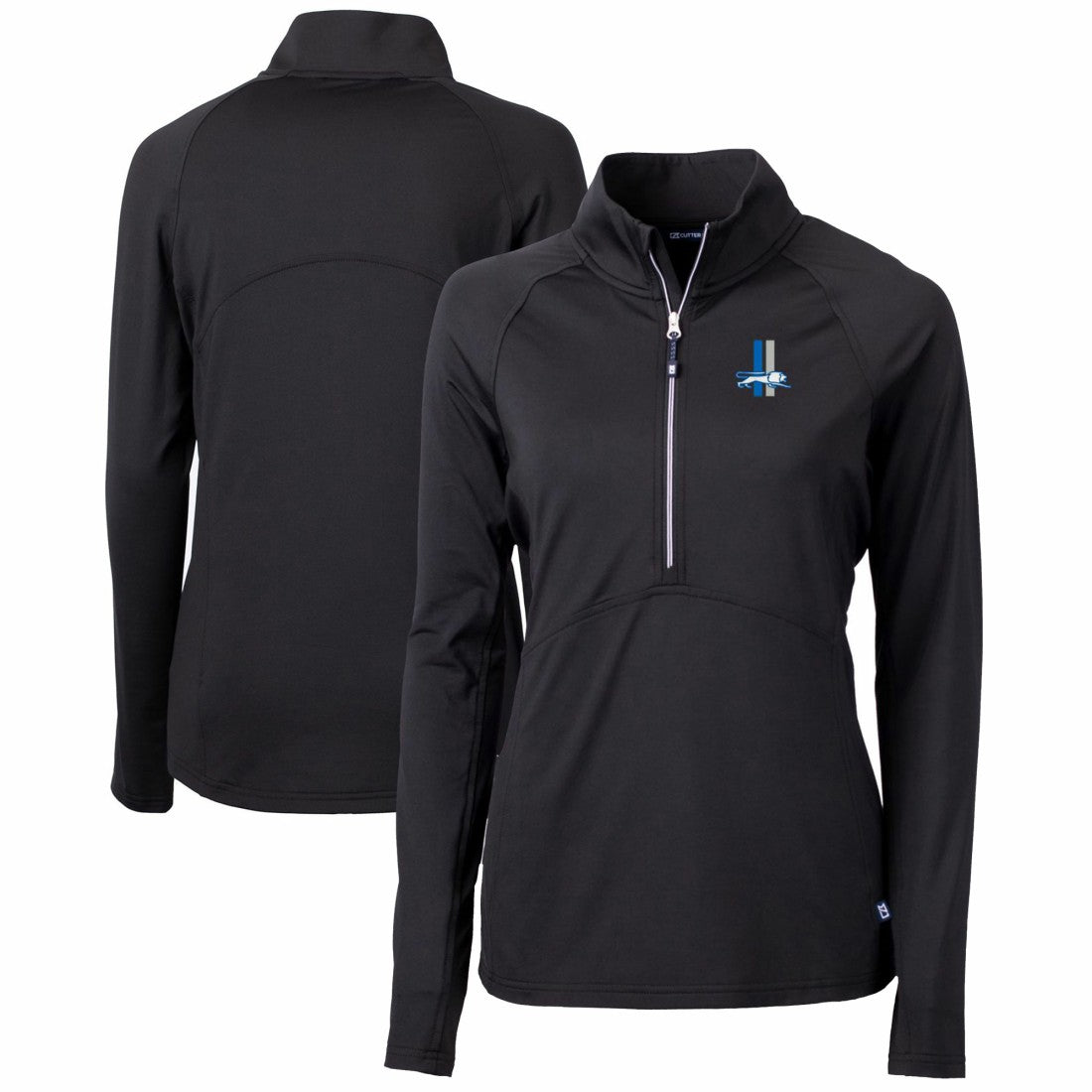 Detroit Lions Cutter & Buck Women's Throwback Logo Adapt Eco Knit Stretch Recycled Half-Zip Pullover Top - Black - NFL