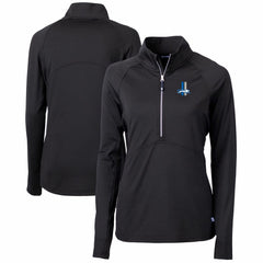 Detroit Lions Cutter & Buck Women's Throwback Logo Adapt Eco Knit Stretch Recycled Half-Zip Pullover Top - Black - NFL
