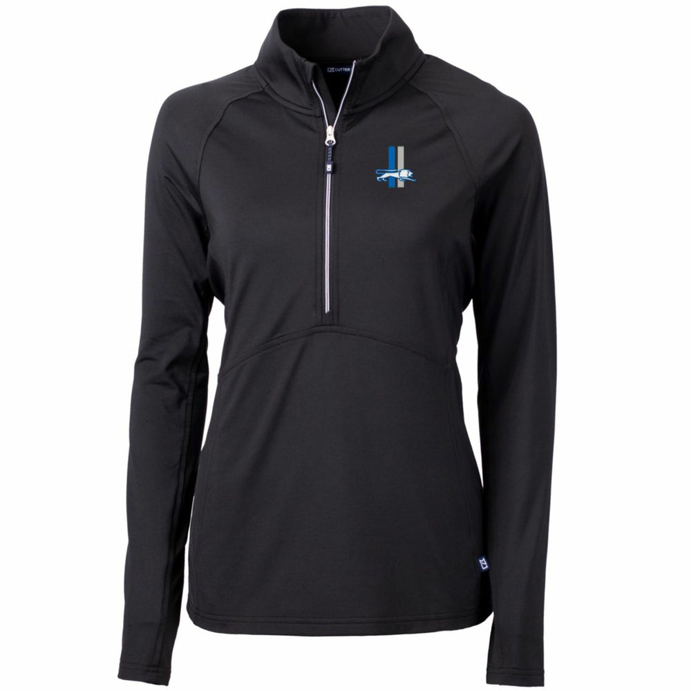 Detroit Lions Cutter & Buck Women's Throwback Logo Adapt Eco Knit Stretch Recycled Half-Zip Pullover Top - Black - NFL