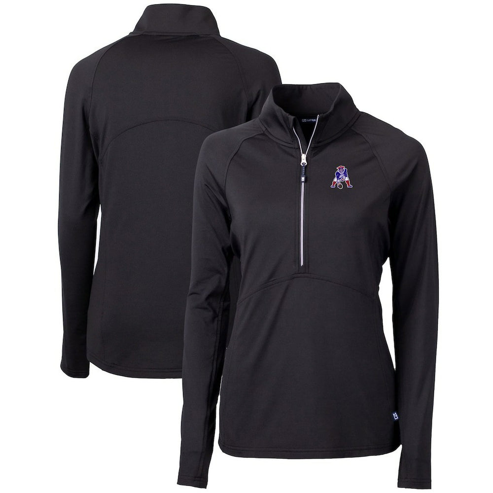 New England Patriots Cutter & Buck Women's Throwback Logo Adapt Eco Knit Stretch Recycled Half-Zip Pullover Top - Black - NFL