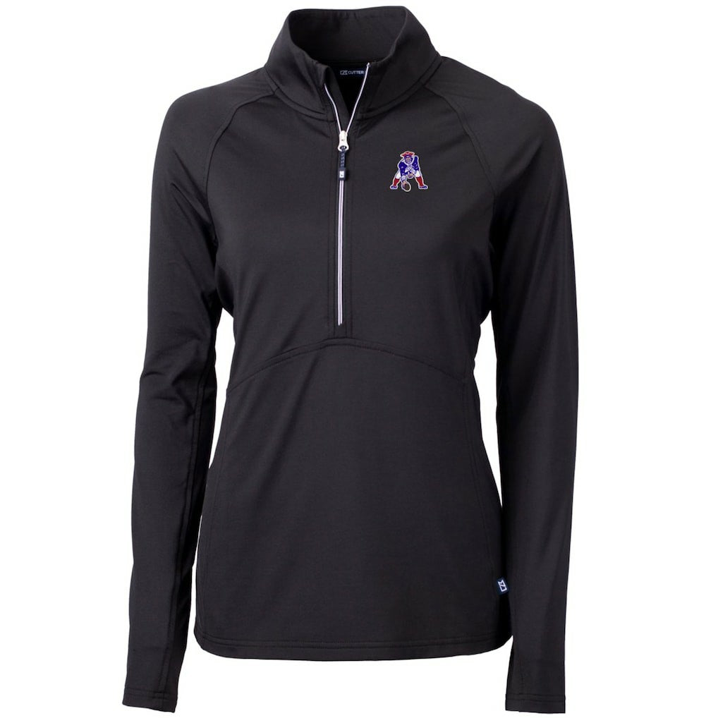 New England Patriots Cutter & Buck Women's Throwback Logo Adapt Eco Knit Stretch Recycled Half-Zip Pullover Top - Black - NFL