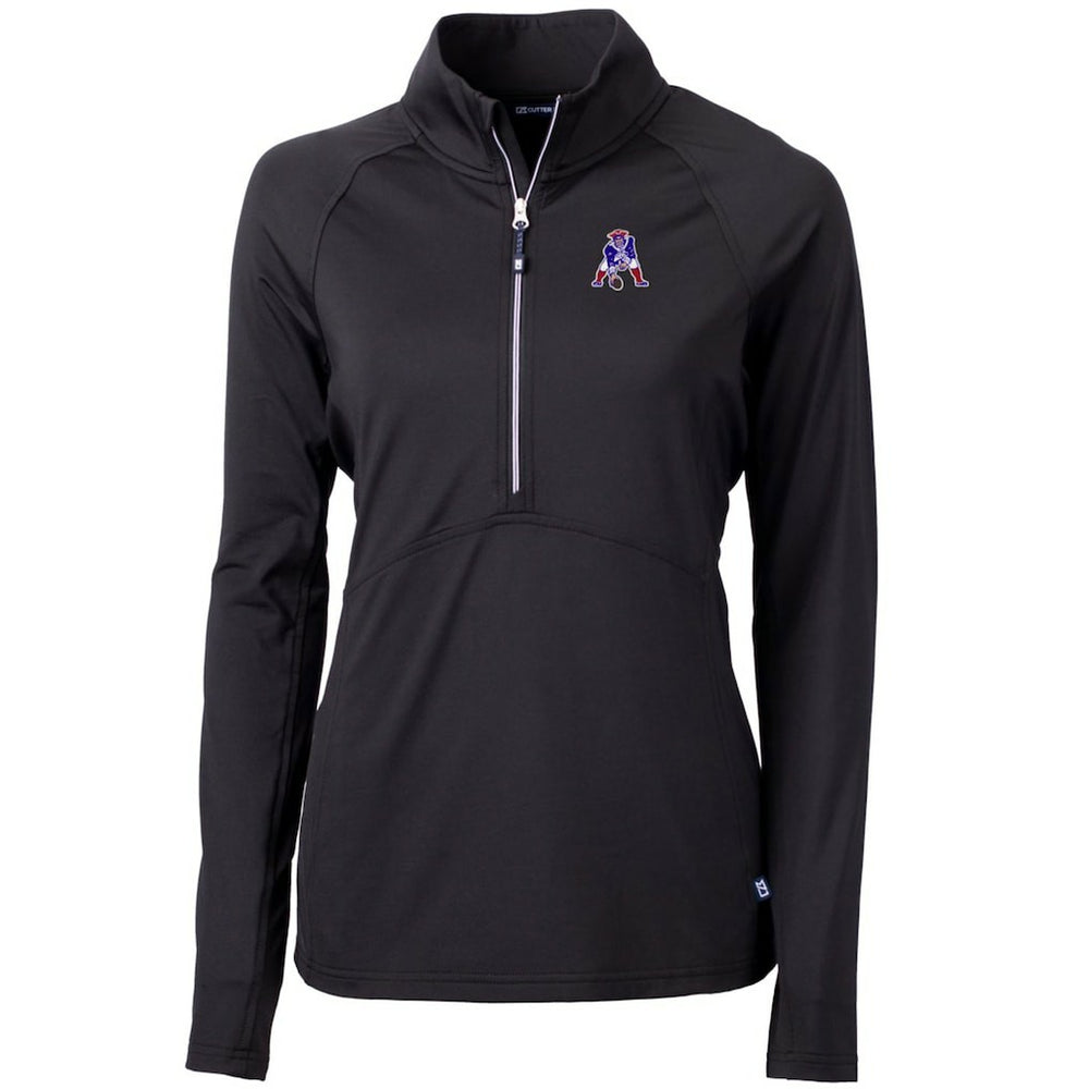 New England Patriots Cutter & Buck Women's Throwback Logo Adapt Eco Knit Stretch Recycled Half-Zip Pullover Top - Black - NFL