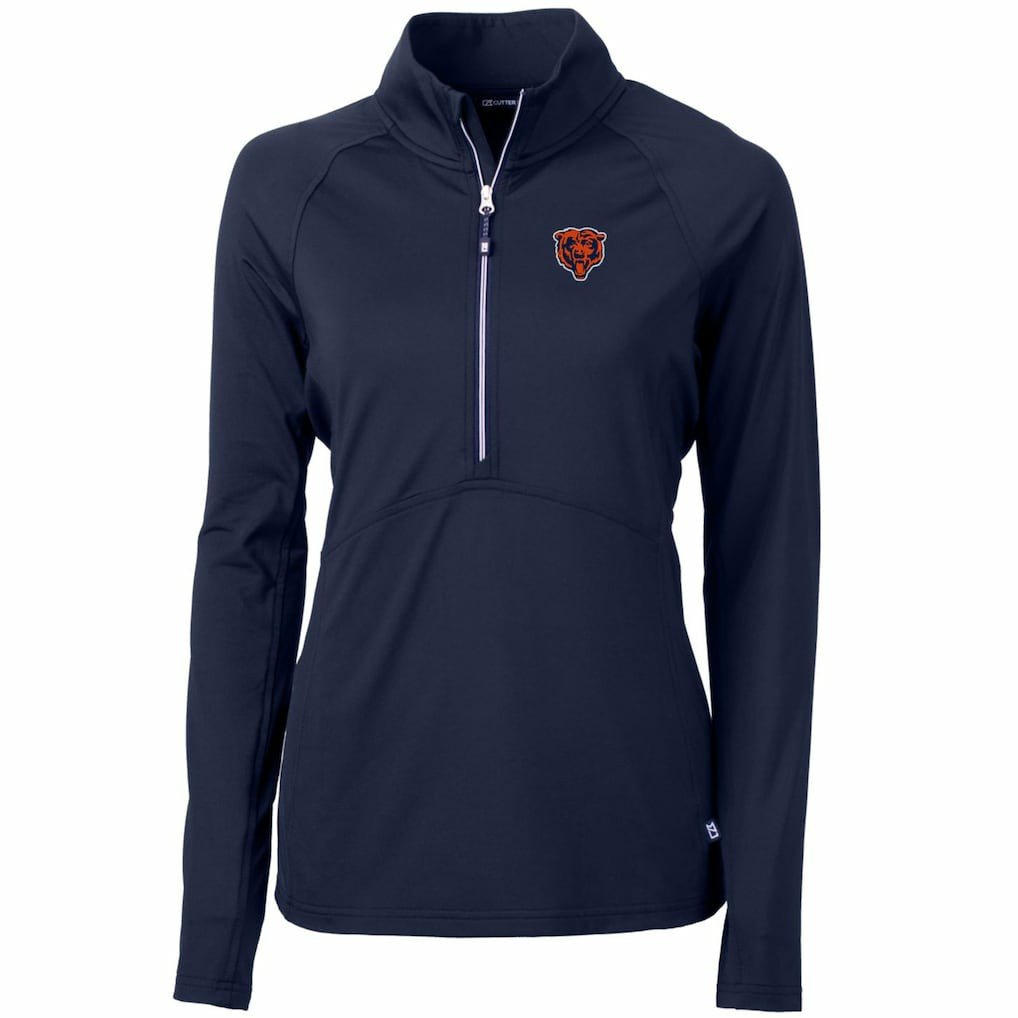 Chicago Bears Cutter & Buck Women's Throwback Logo Adapt Eco Knit Stretch Recycled Half-Zip Pullover Top - Navy - NFL