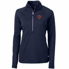 Chicago Bears Cutter & Buck Women's Throwback Logo Adapt Eco Knit Stretch Recycled Half-Zip Pullover Top - Navy - NFL