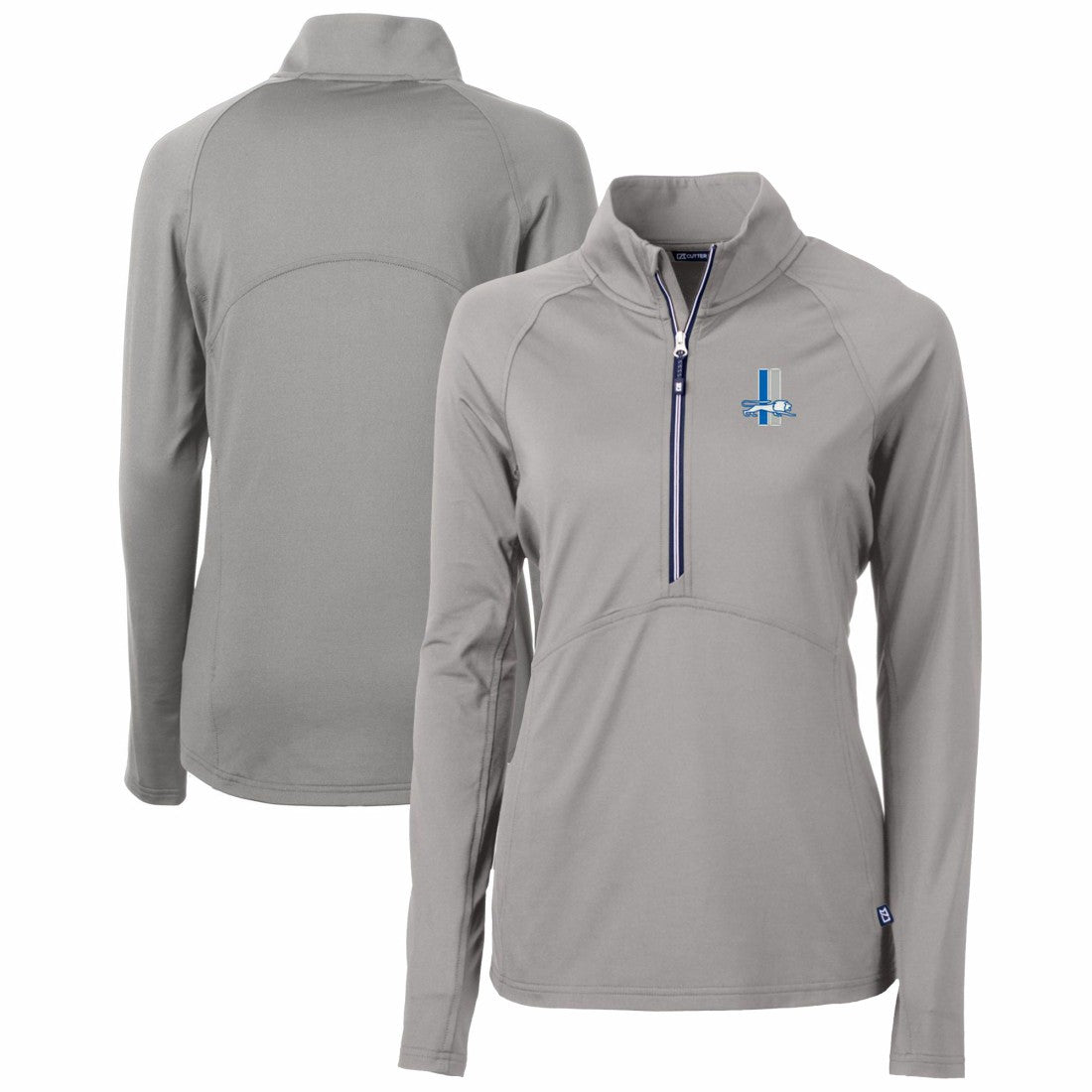 Detroit Lions Cutter & Buck Women's Throwback Logo Adapt Eco Knit Stretch Recycled Half-Zip Pullover Top - Gray - NFL