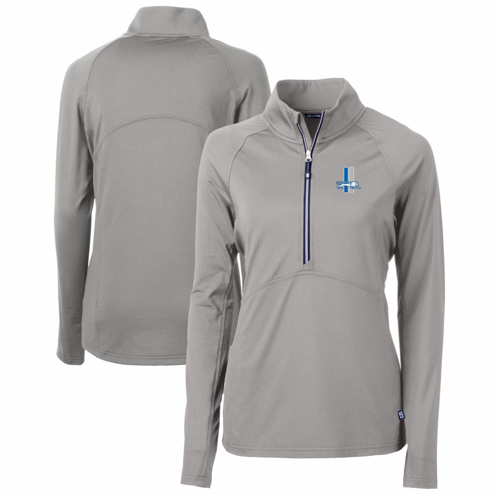 Detroit Lions Cutter & Buck Women's Throwback Logo Adapt Eco Knit Stretch Recycled Half-Zip Pullover Top - Gray - NFL