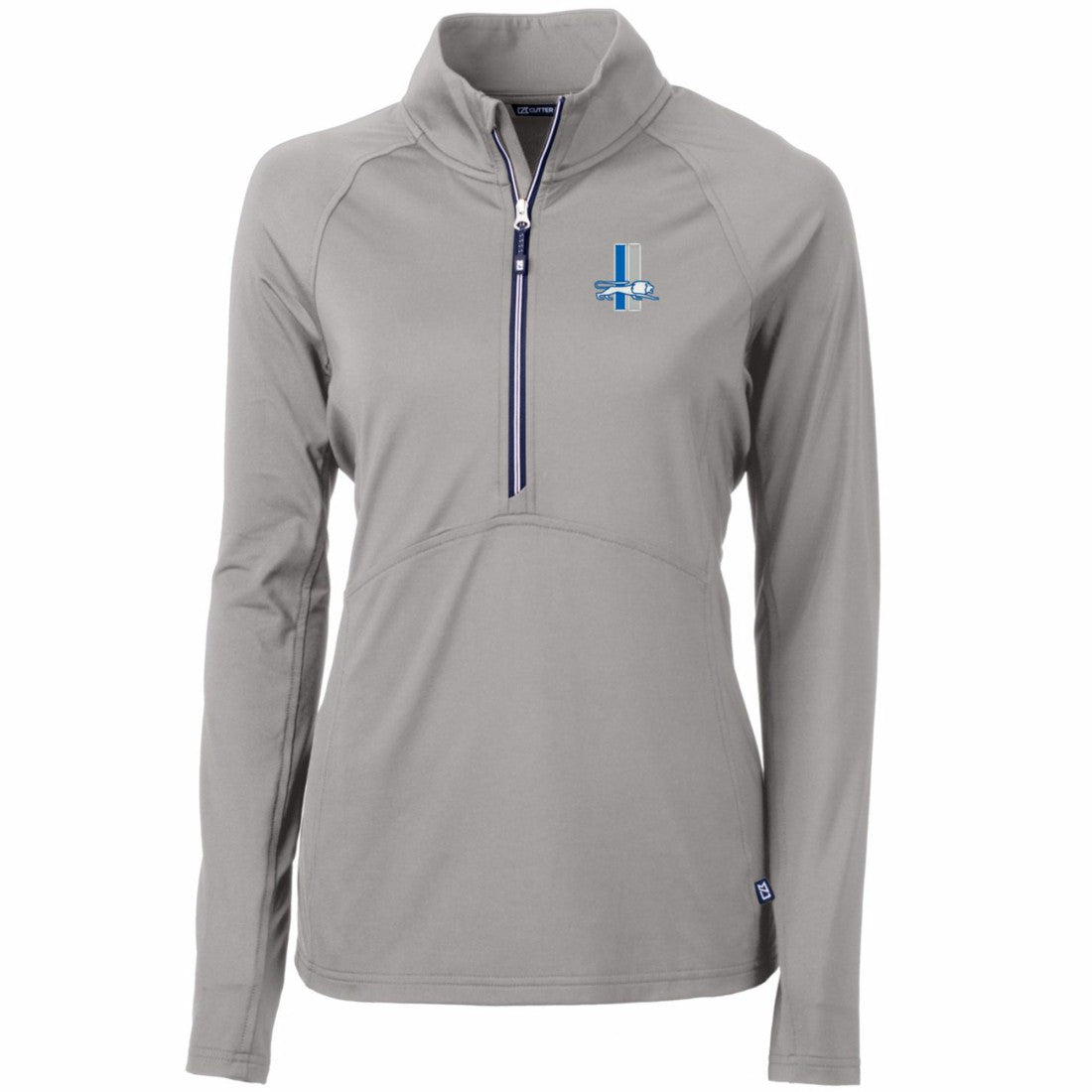 Detroit Lions Cutter & Buck Women's Throwback Logo Adapt Eco Knit Stretch Recycled Half-Zip Pullover Top - Gray - NFL
