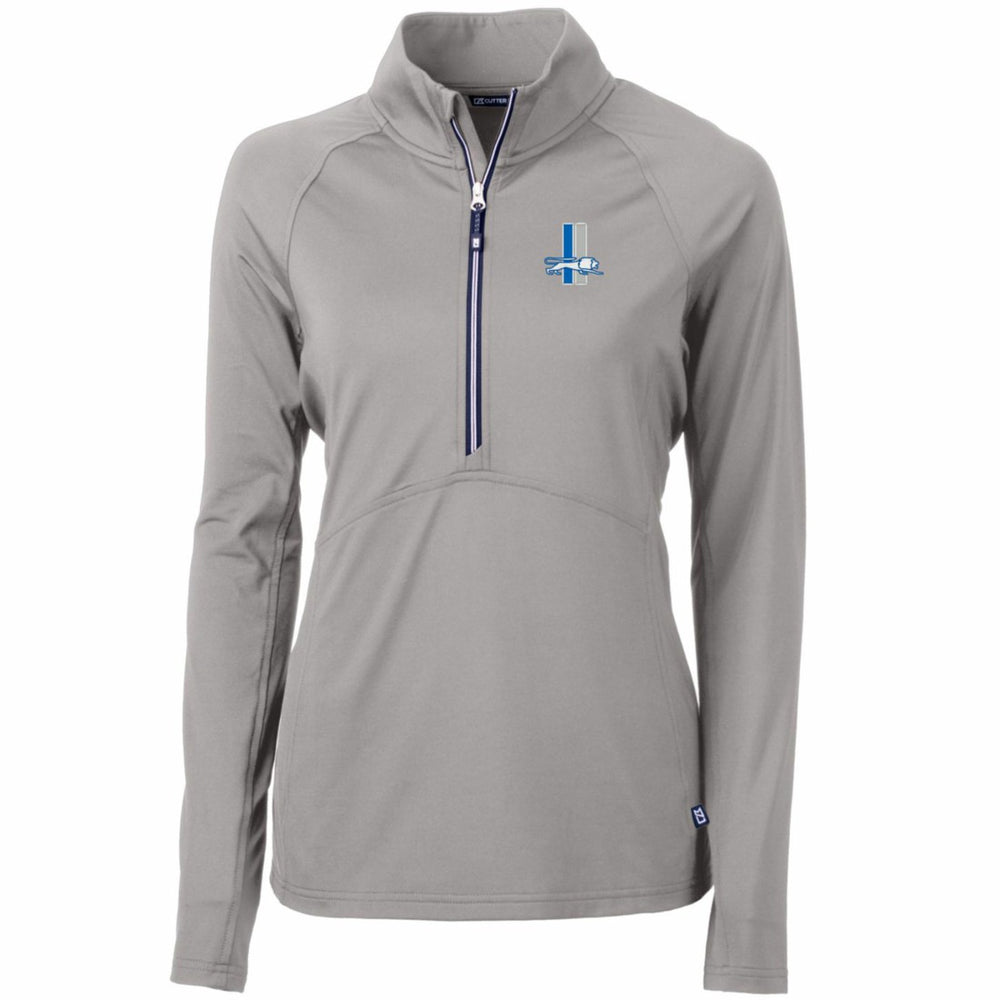 Detroit Lions Cutter & Buck Women's Throwback Logo Adapt Eco Knit Stretch Recycled Half-Zip Pullover Top - Gray - NFL