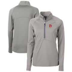 Denver Broncos Cutter & Buck Women's Throwback Logo Adapt Eco Knit Stretch Recycled Half-Zip Pullover Top - Gray - NFL