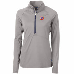 Denver Broncos Cutter & Buck Women's Throwback Logo Adapt Eco Knit Stretch Recycled Half-Zip Pullover Top - Gray - NFL