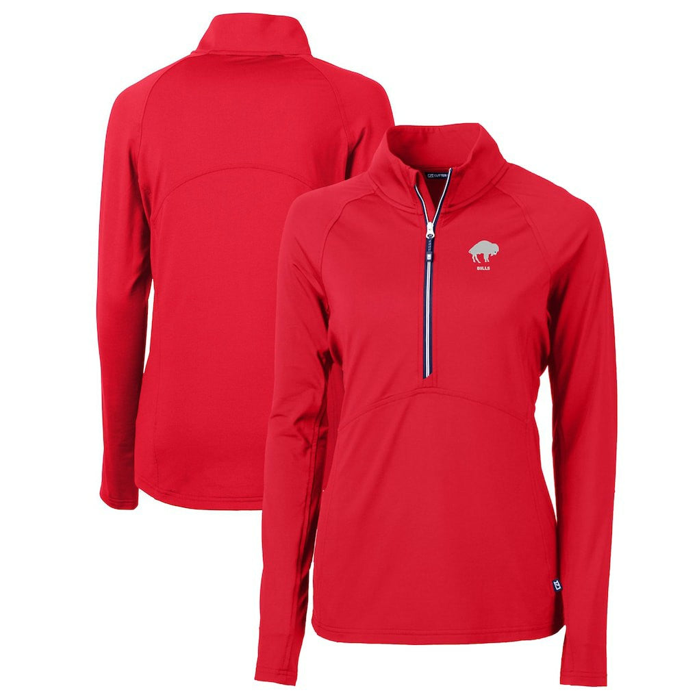 Buffalo Bills Cutter & Buck Women's Throwback Logo Adapt Eco Knit Stretch Recycled Half-Zip Pullover Top - Red - NFL