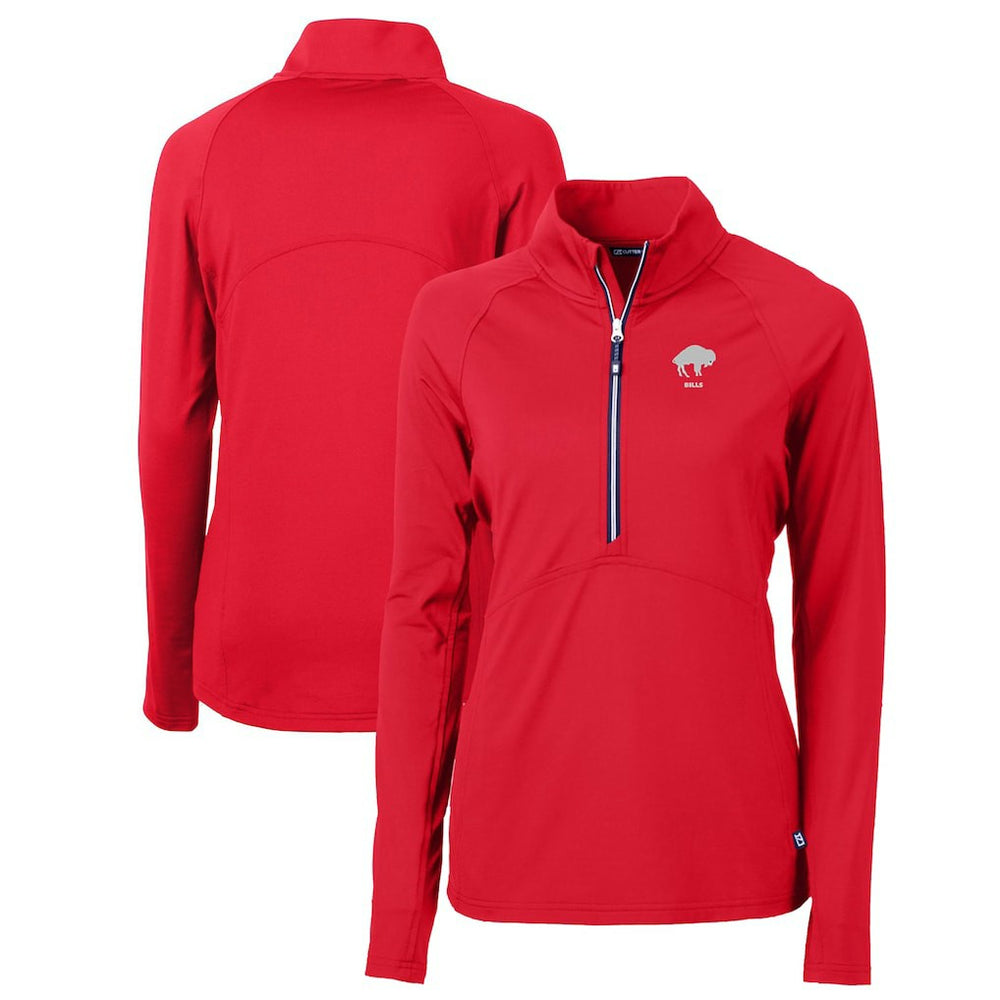 Buffalo Bills Cutter & Buck Women's Throwback Logo Adapt Eco Knit Stretch Recycled Half-Zip Pullover Top - Red - NFL