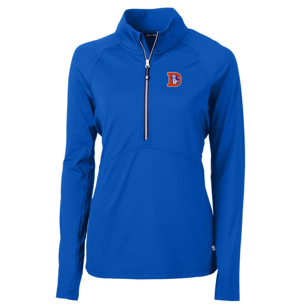 Denver Broncos Cutter & Buck Women's Throwback Logo Adapt Eco Knit Stretch Recycled Half-Zip Pullover Top - Royal - NFL