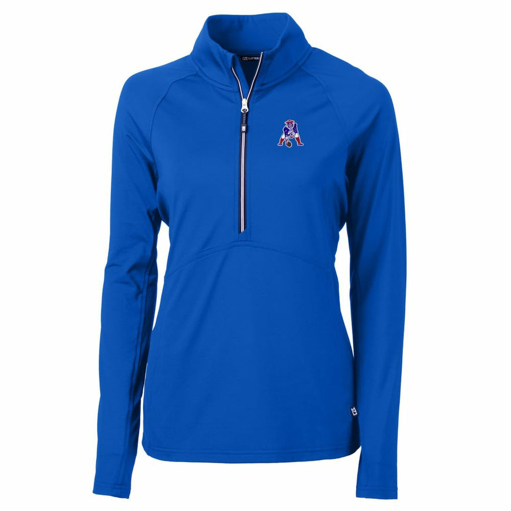 New England Patriots Cutter & Buck Women's Throwback Logo Adapt Eco Knit Stretch Recycled Half-Zip Pullover Top - Royal - NFL