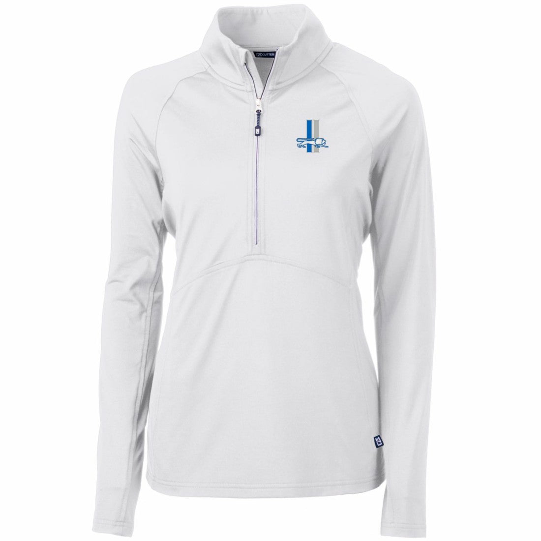 Detroit Lions Cutter & Buck Women's Throwback Logo Adapt Eco Knit Stretch Recycled Half-Zip Pullover Top - White - NFL