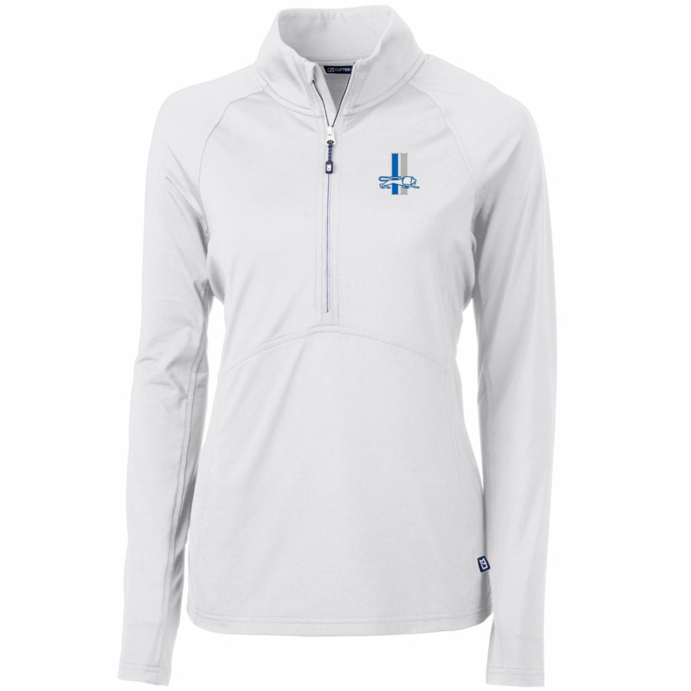 Detroit Lions Cutter & Buck Women's Throwback Logo Adapt Eco Knit Stretch Recycled Half-Zip Pullover Top - White - NFL