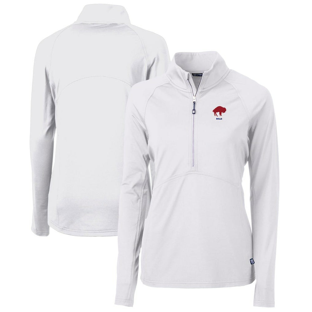 Buffalo Bills Cutter & Buck Women's Throwback Logo Adapt Eco Knit Stretch Recycled Half-Zip Pullover Top - White - NFL