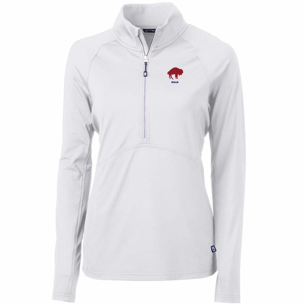 Buffalo Bills Cutter & Buck Women's Throwback Logo Adapt Eco Knit Stretch Recycled Half-Zip Pullover Top - White - NFL