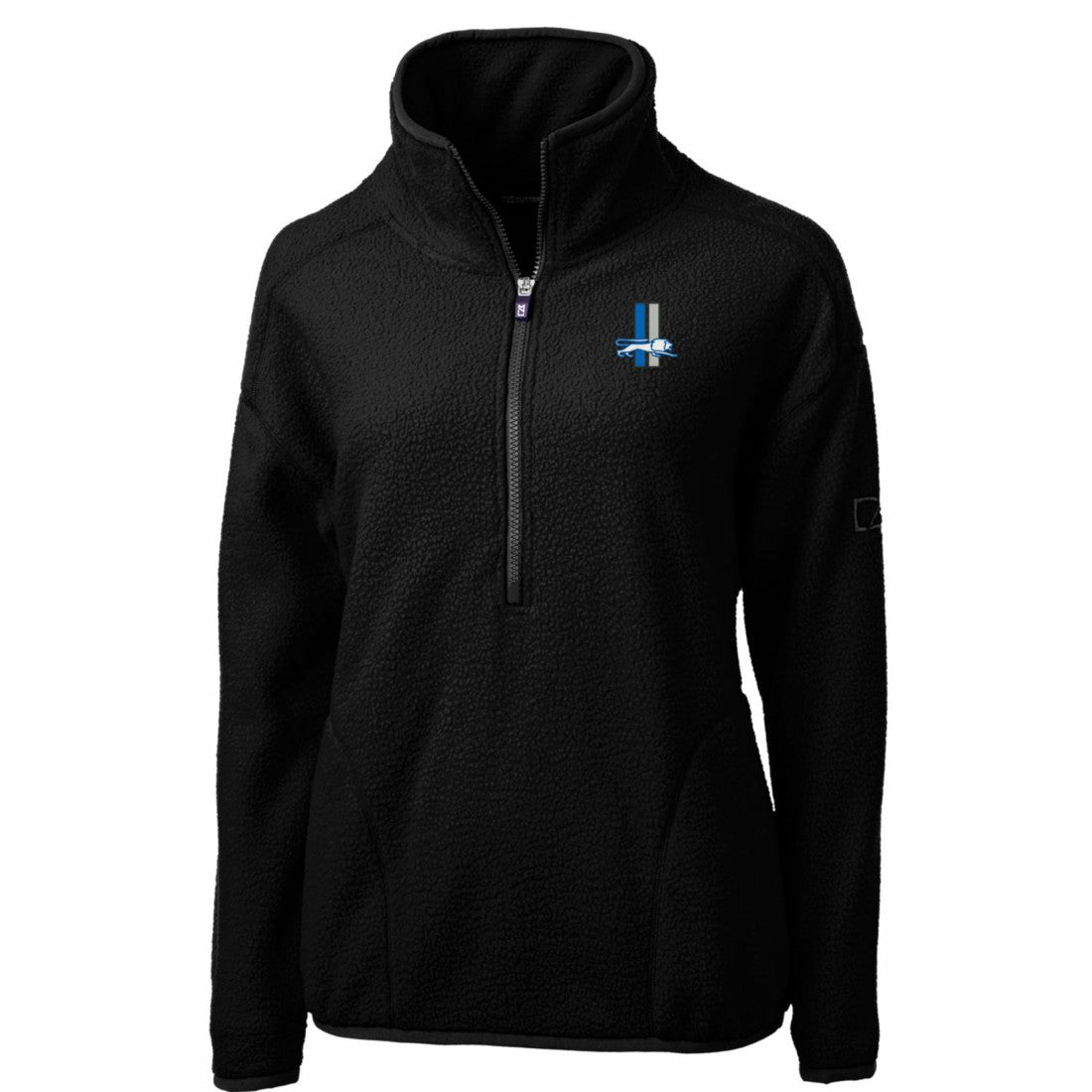 Detroit Lions Cutter & Buck Women's Throwback Logo Cascade Eco Sherpa Fleece Half-Zip Pullover Jacket - Black - NFL
