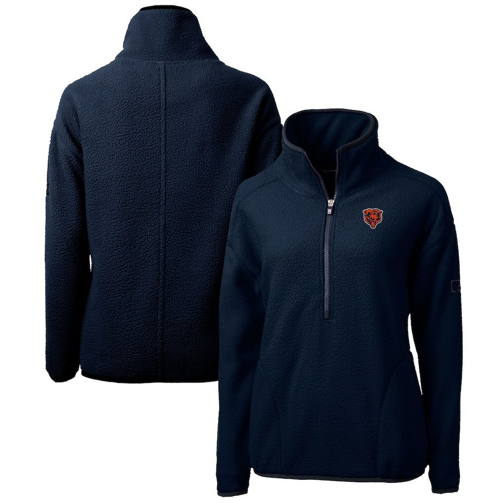 Chicago Bears Cutter & Buck Women's Throwback Logo Cascade Eco Sherpa Fleece Half-Zip Pullover Jacket - Navy - NFL