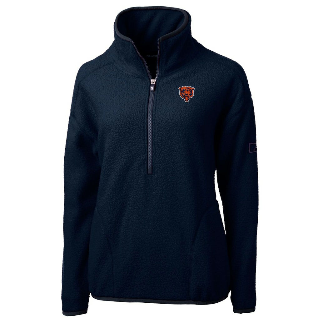 Chicago Bears Cutter & Buck Women's Throwback Logo Cascade Eco Sherpa Fleece Half-Zip Pullover Jacket - Navy - NFL