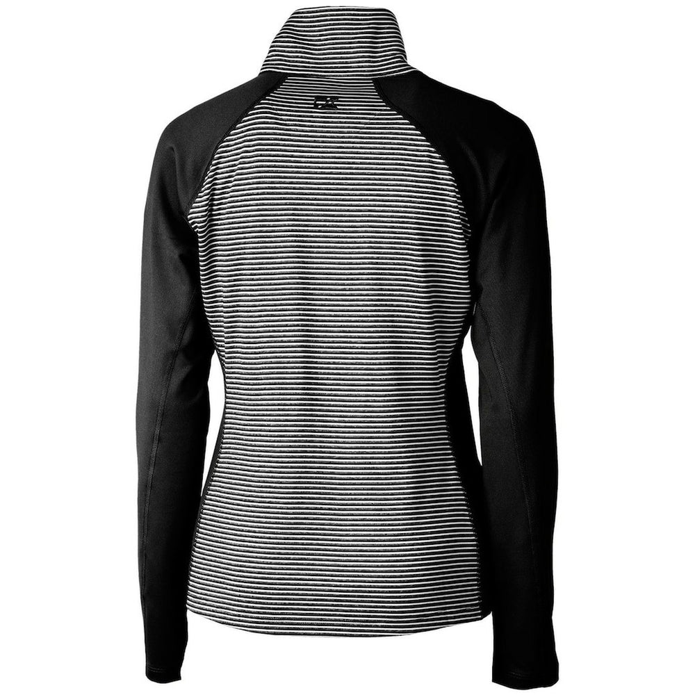 New Orleans Saints Cutter & Buck Women's Throwback Logo Forge Tonal Stripe Stretch Half-Zip Pullover Top - Black - NFL