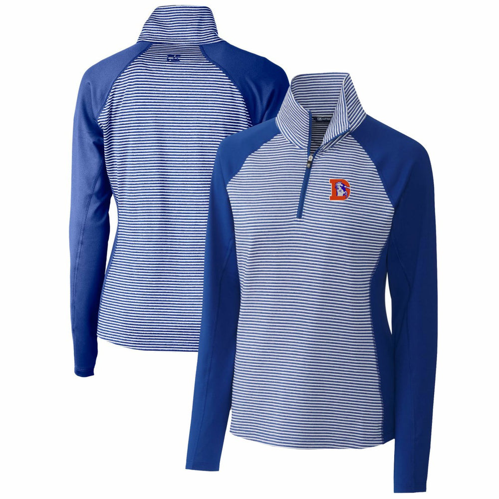 Denver Broncos Cutter & Buck Women's Throwback Logo Forge Tonal Stripe Stretch Half-Zip Pullover Top - Royal - NFL