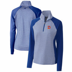 Denver Broncos Cutter & Buck Women's Throwback Logo Forge Tonal Stripe Stretch Half-Zip Pullover Top - Royal - NFL