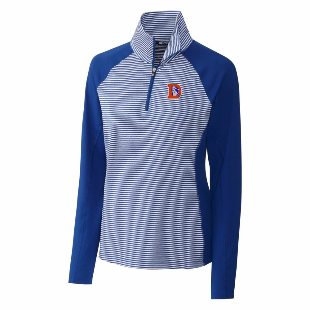 Denver Broncos Cutter & Buck Women's Throwback Logo Forge Tonal Stripe Stretch Half-Zip Pullover Top - Royal - NFL