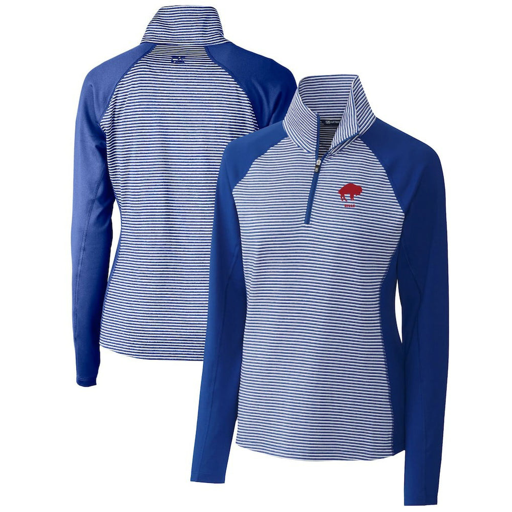 Buffalo Bills Cutter & Buck Women's Throwback Logo Forge Tonal Stripe Stretch Half-Zip Pullover Top - Royal - NFL