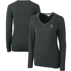 Cleveland Browns Cutter & Buck Women's Throwback Logo Lakemont Tri-Blend V-Neck Sweater - Heather Charcoal - NFL
