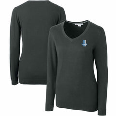 Detroit Lions Cutter & Buck Women's Throwback Logo Lakemont Tri-Blend V-Neck Sweater - Heather Charcoal - NFL