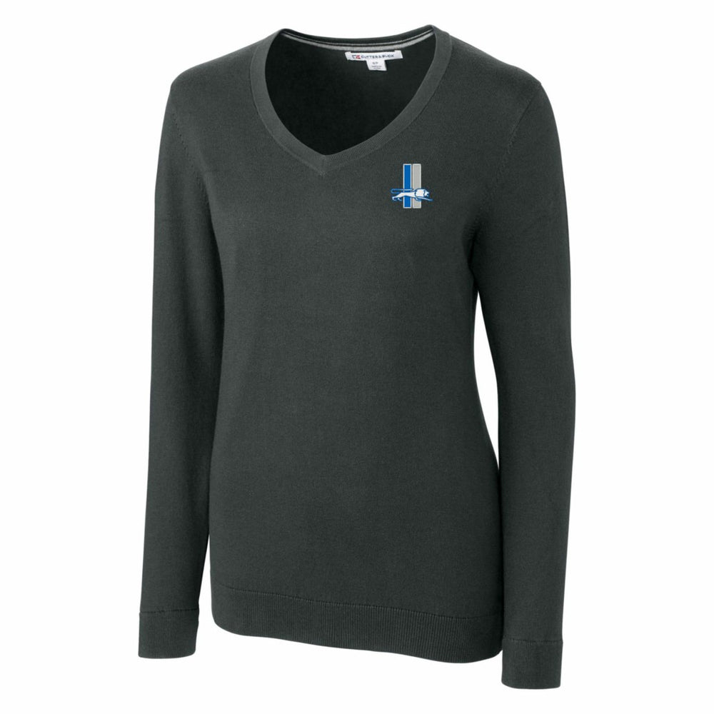 Detroit Lions Cutter & Buck Women's Throwback Logo Lakemont Tri-Blend V-Neck Sweater - Heather Charcoal - NFL