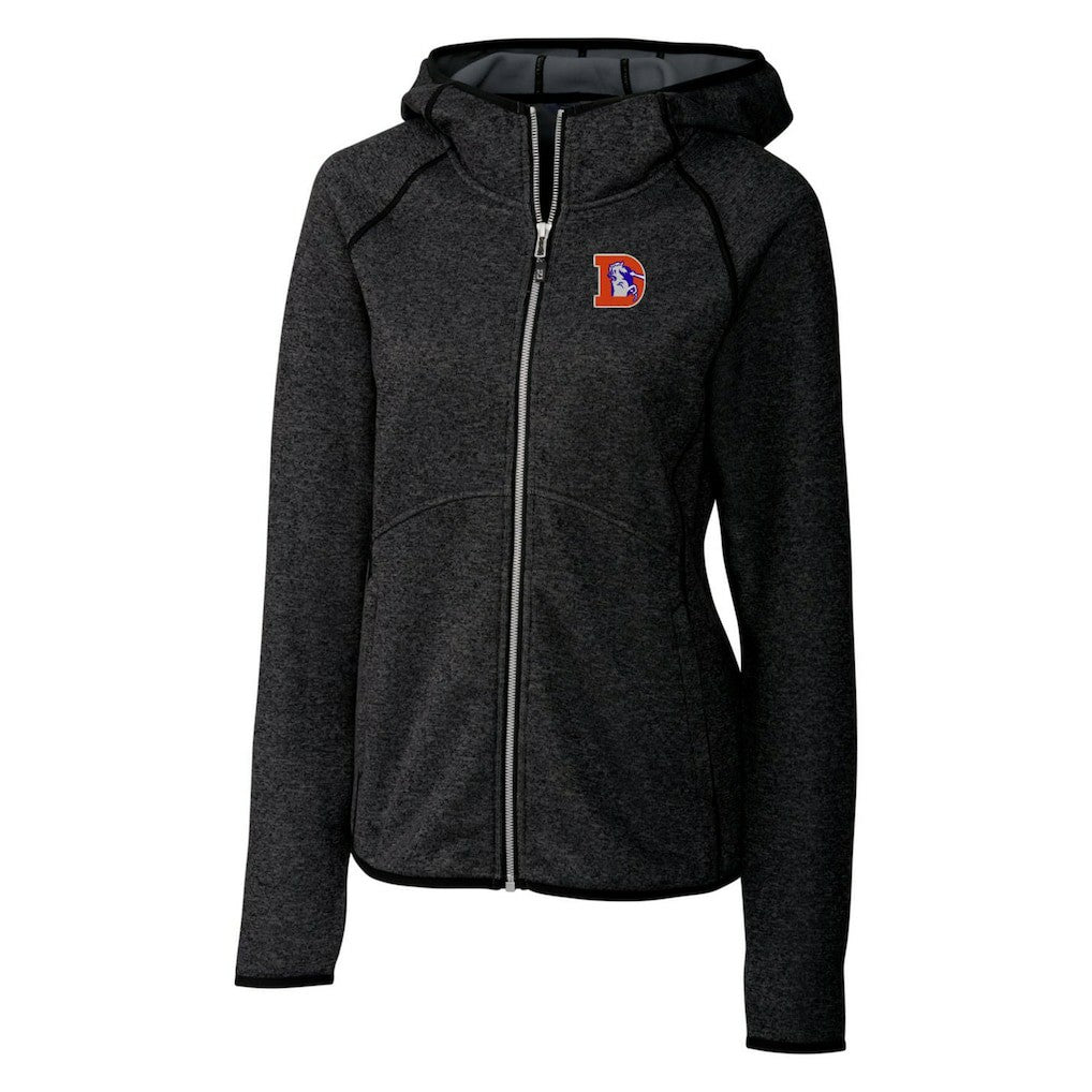 Denver Broncos Cutter & Buck Women's Throwback Logo Mainsail Full-Zip Jacket - Heather Charcoal - NFL
