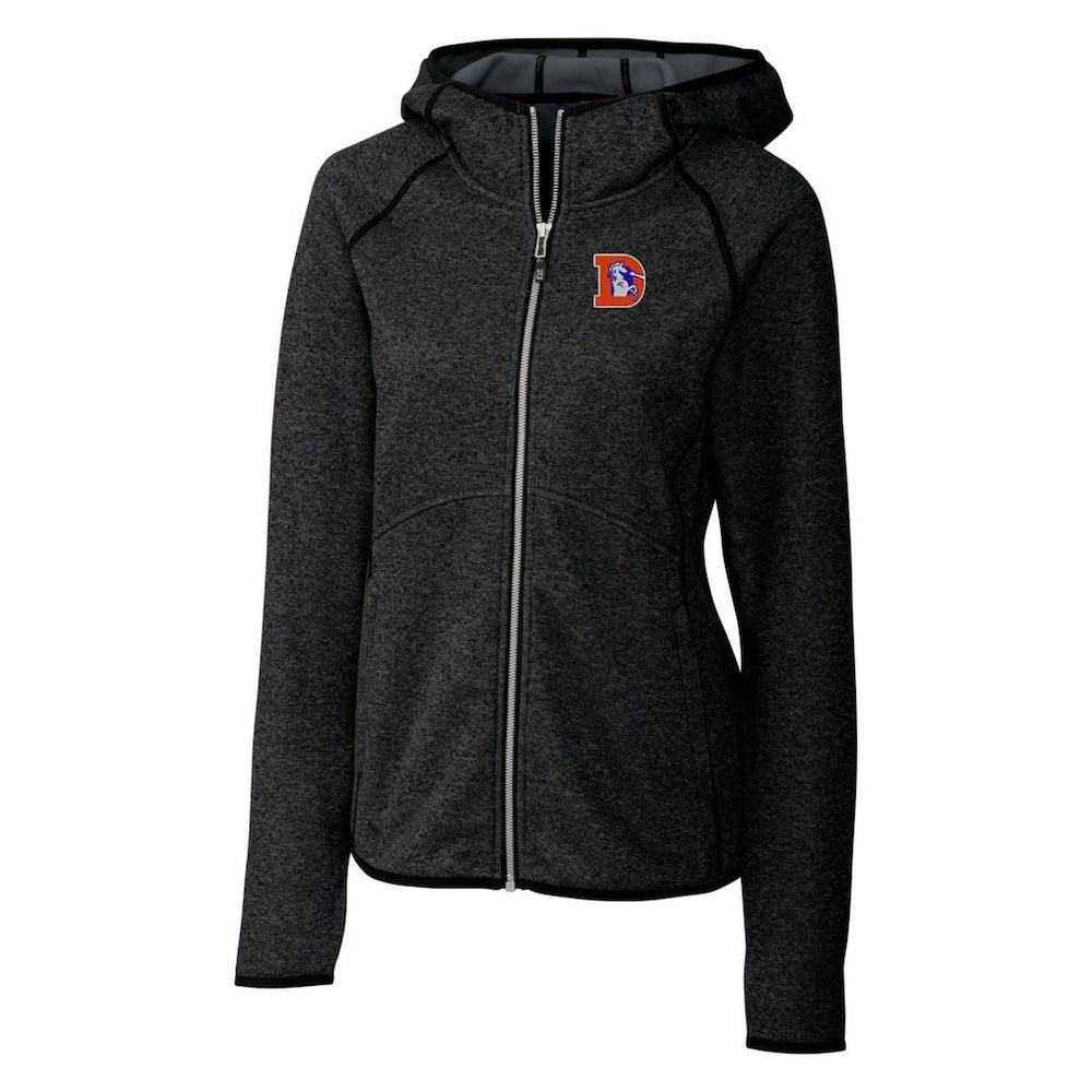 Denver Broncos Cutter & Buck Women's Throwback Logo Mainsail Full-Zip Jacket - Heather Charcoal - NFL