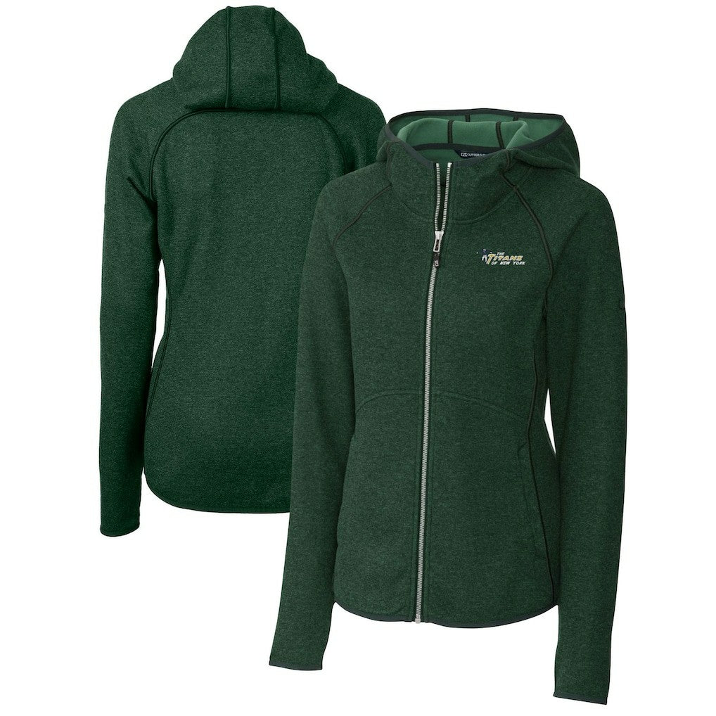 New York Jets Cutter & Buck Women's Throwback Logo Mainsail Full-Zip Jacket - Heather Green - NFL