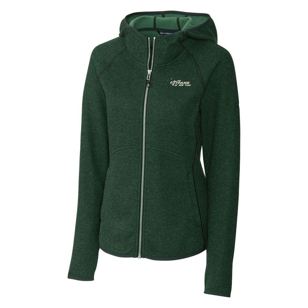 New York Jets Cutter & Buck Women's Throwback Logo Mainsail Full-Zip Jacket - Heather Green - NFL